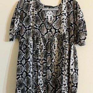 Snake print babydoll dress